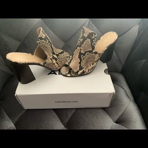 Aldo snake print mules, size 9, new with box